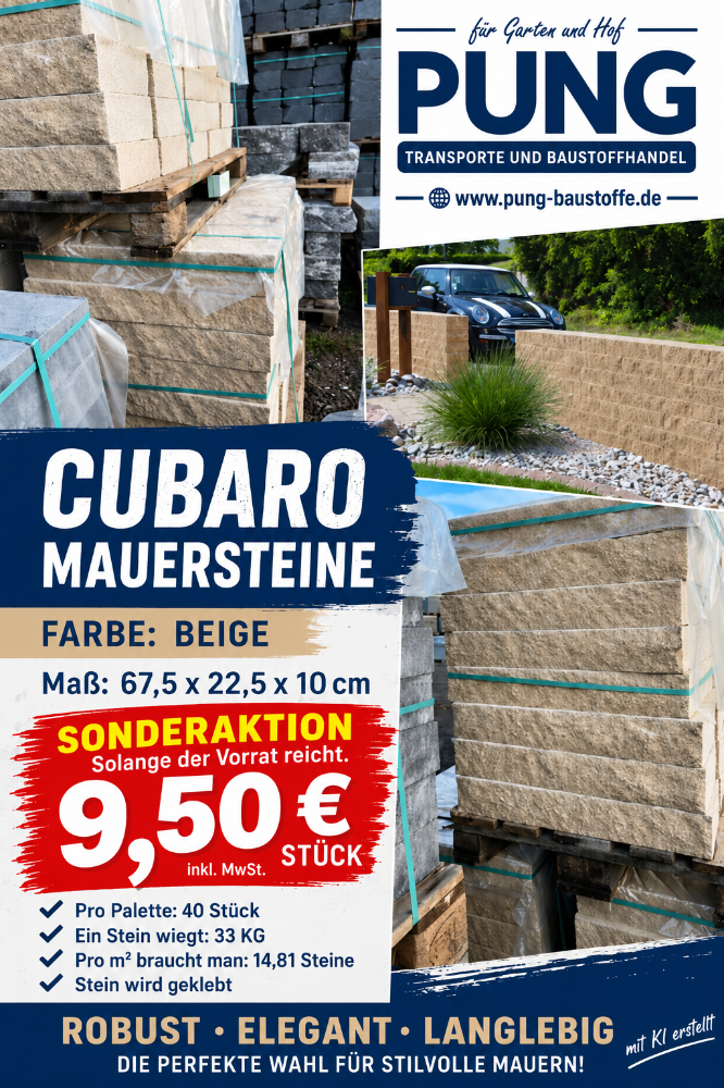 Cubaro Bruchsteinmauer beige Grundelement und Endelement 67,5×22,5×10 cm (2.Wahl)