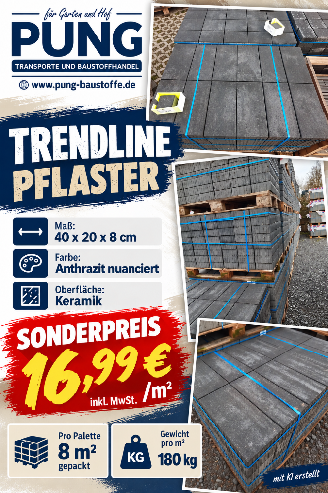 JASTO Trendline Pflaster 40x20x8 cm anthrazit-nuanciert (2.Wahl)