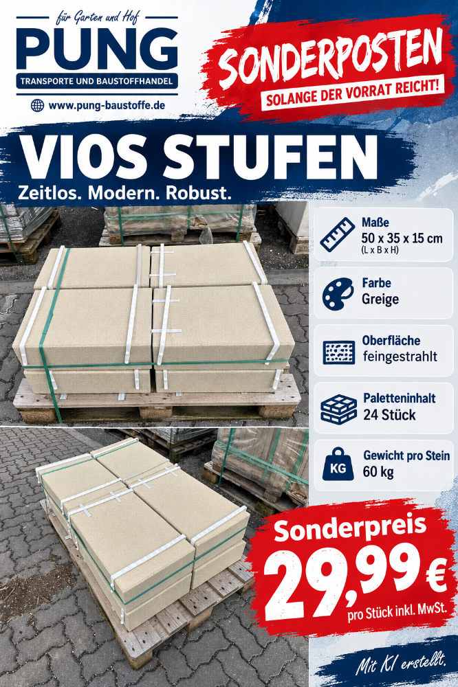 Vios Stufen greige 50x35x15 gestrahlt (2.Wahl)