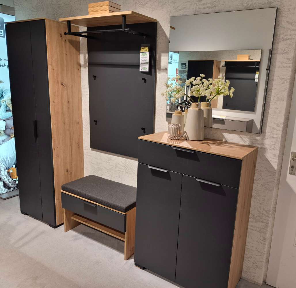 Garderobe (Schrank,Paneel,Bank,Spiegel,Schuhschrank) Asteiche