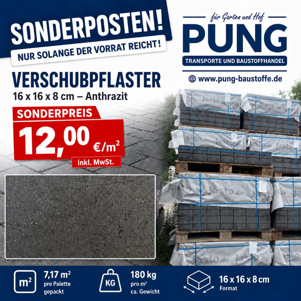 Verschubpflaster 16x16x8 cm anthrazit (2.Wahl)