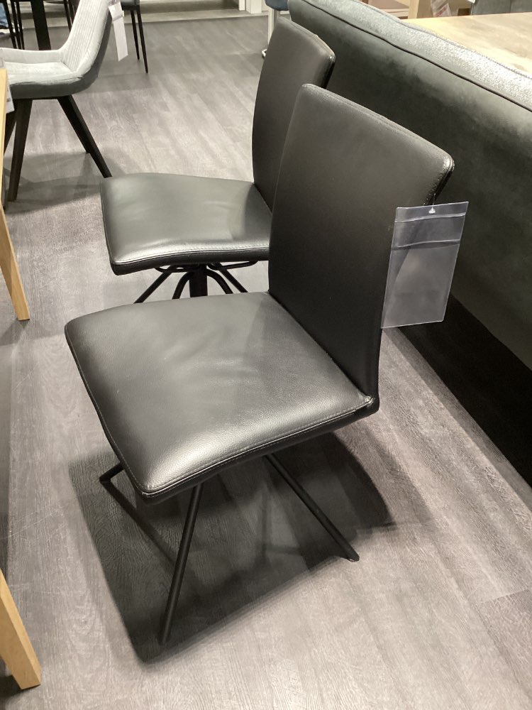 2er Set Stühle Leder Schwarz