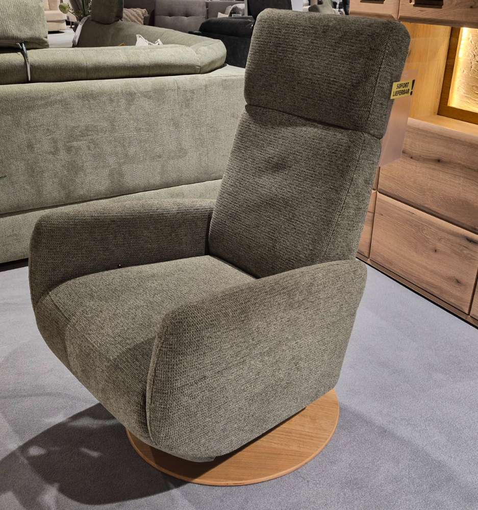 Relaxsessel Bezug: Grün 100% Polyester, Drehteller Eiche geölt