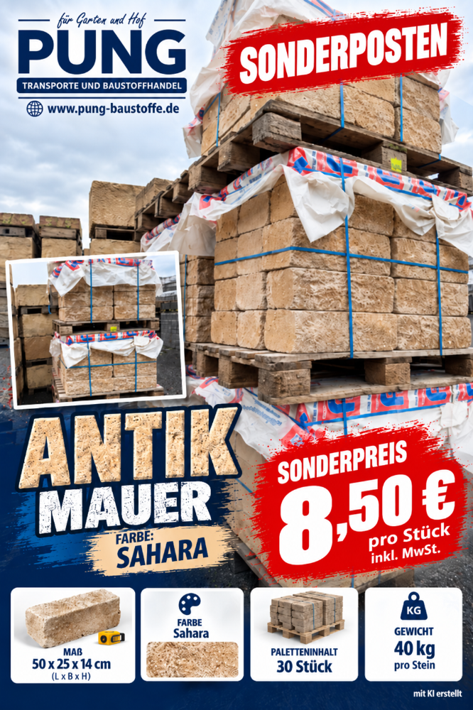 JASTO Antikmauer Rustikal 50x25x14 cm Sahara (2.Wahl)