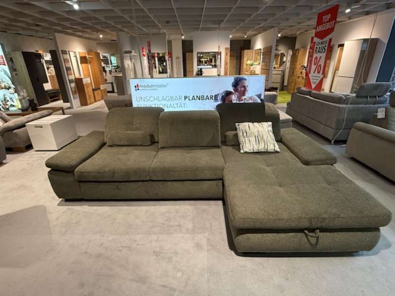 Wohnlandschaft Bezug: grün 100% Polyester Schlaffunktion/Stauraum