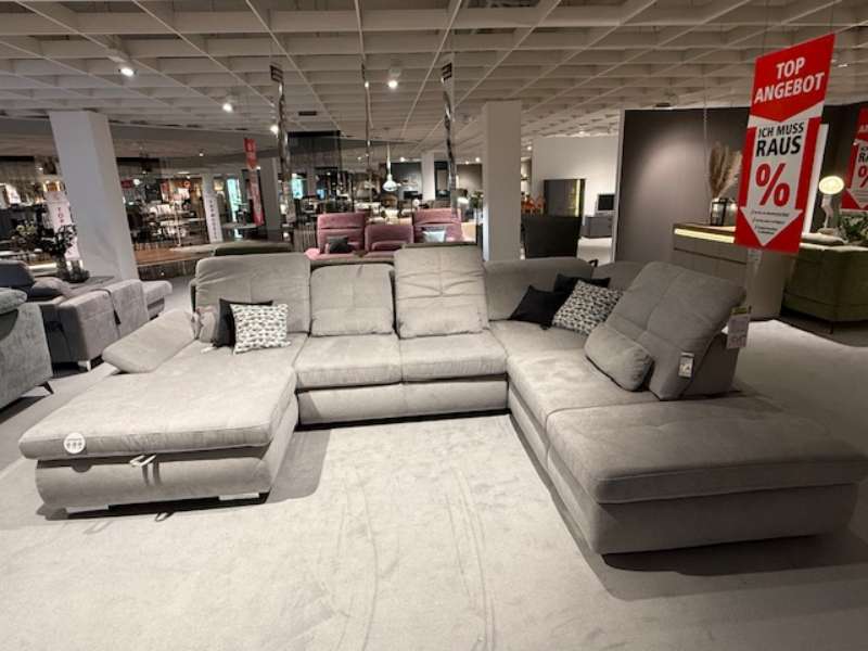 Wohnlandschaft Mikrofaser Silber 100% Polyester ca 190x369x260cm