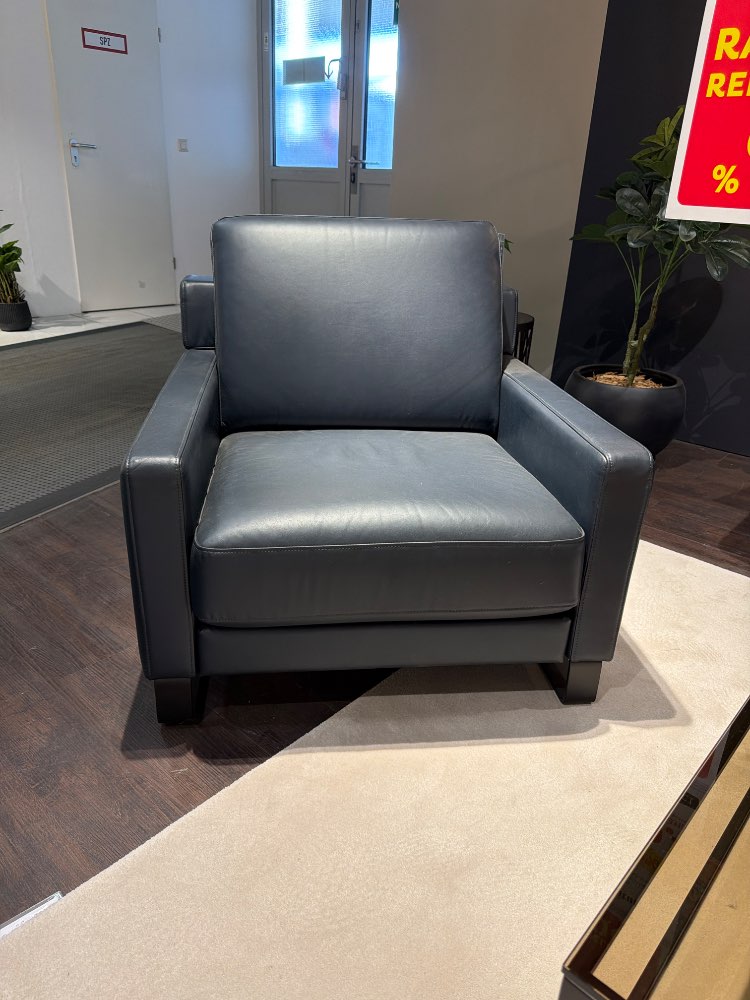 Sessel Rolf Benz Ego Leder dunkelgrau blau